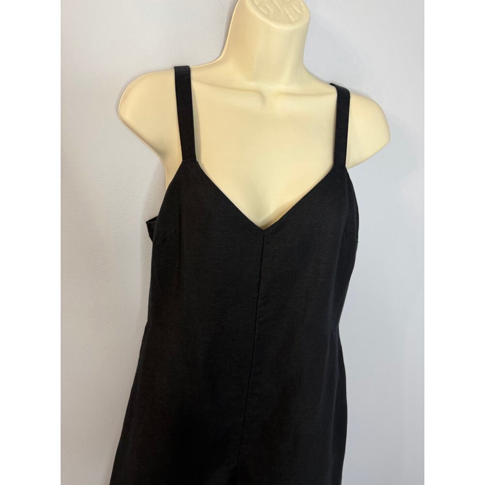 Club Monaco Wide Leg Linen Blend Jumpsuit Black Women's 2 Classic Relax - Picture 3 of 16